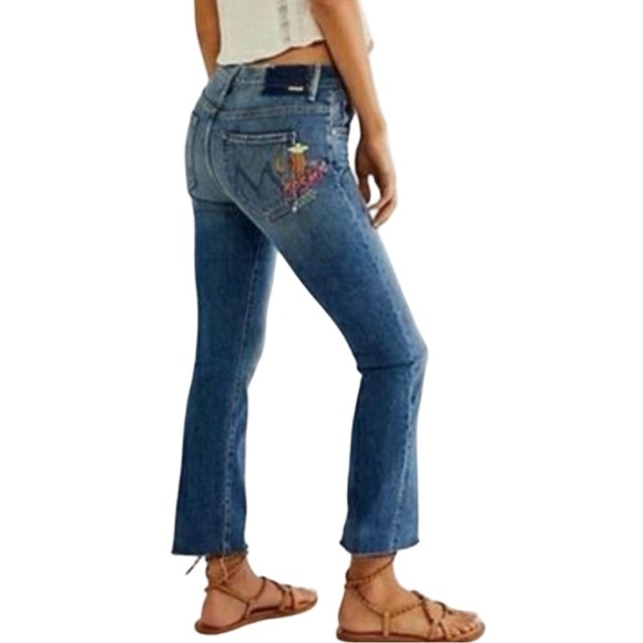 MOTHER The Insider Ankle Fray Beyond the Sky Wash Cosmic Embroidery Size 29 NEW - Picture 1 of 16